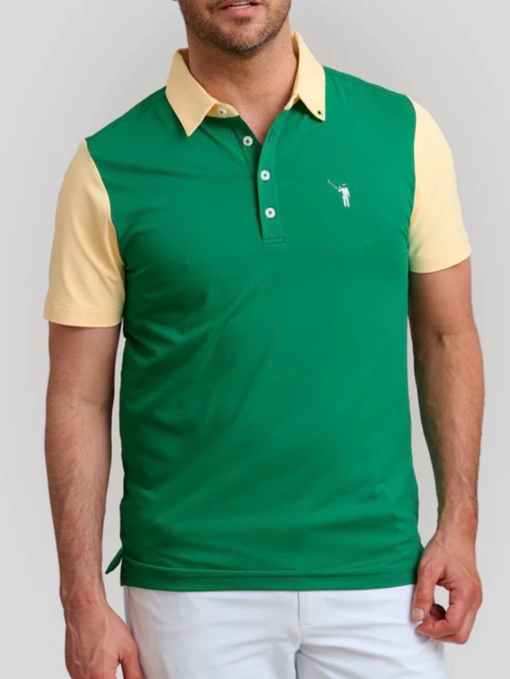 NWT William Murray Men’s Colorblock Polo Shirt Green Yellow White XXL